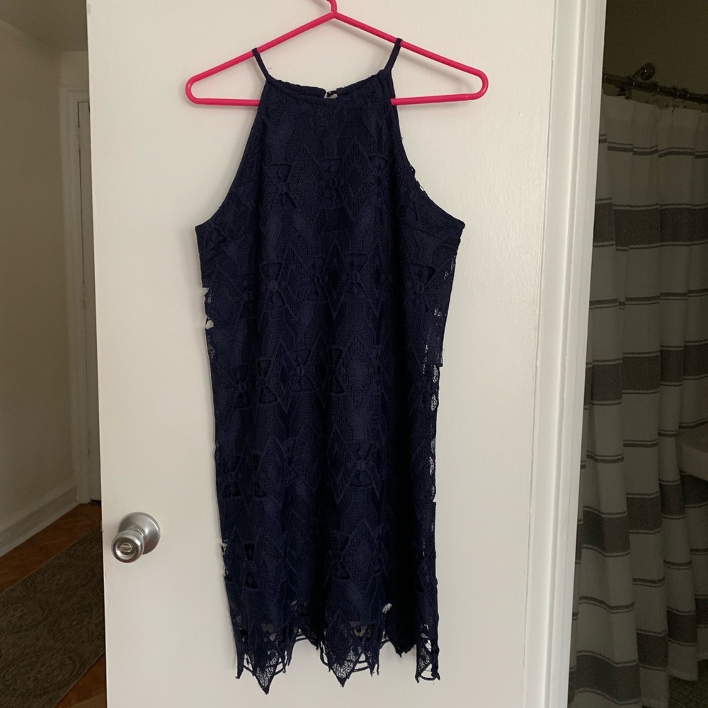 Navy Crochet Dress